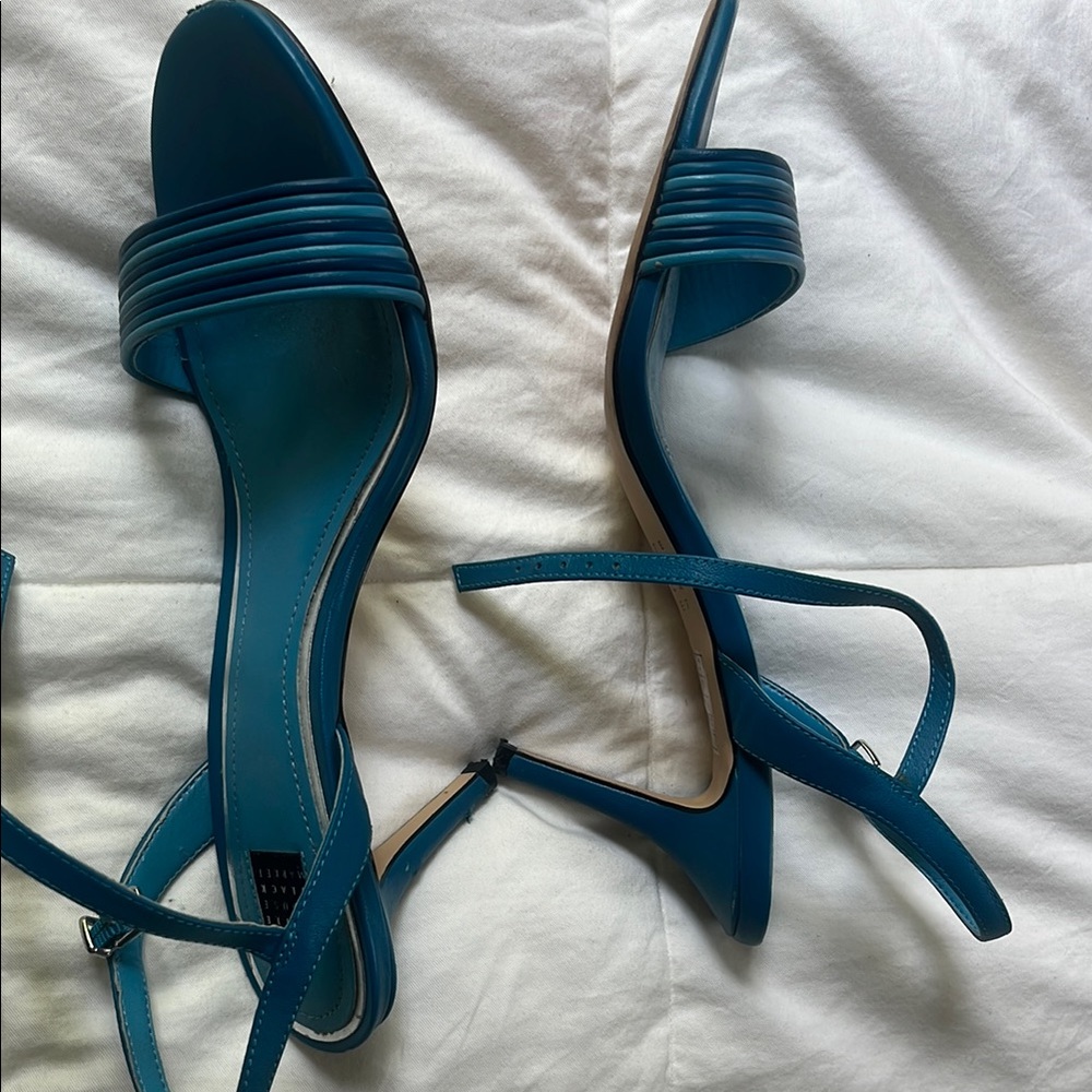 White House Black Market Blue Strappy Heels - Picture 7 of 7